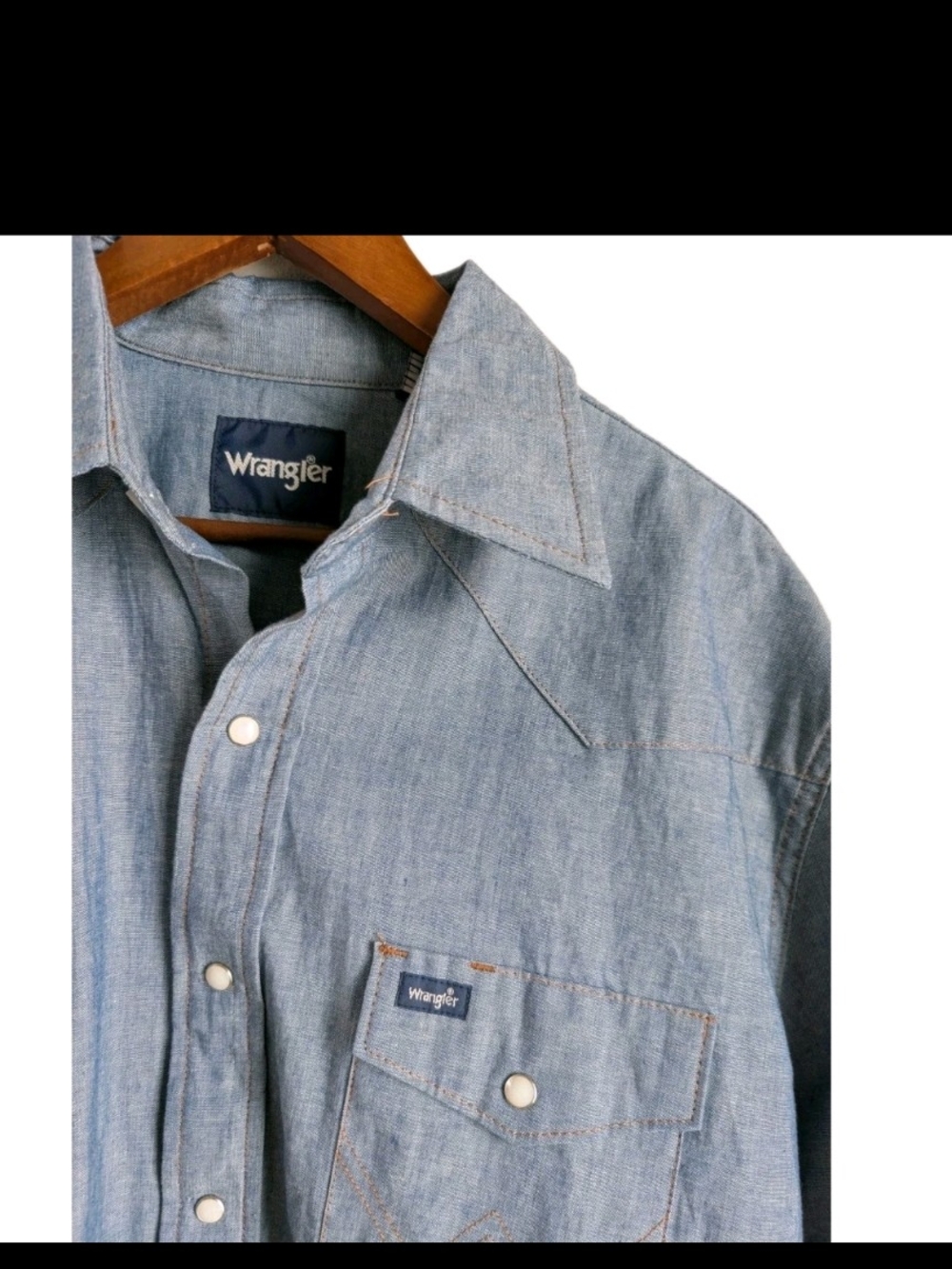 Wrangler Men Pearl Snap XL Blue Chambray Long Sleeve Western Shirt MS709CH Work